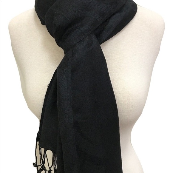 NWT Black Solid Pashmina Shawl - Picture 1 of 2